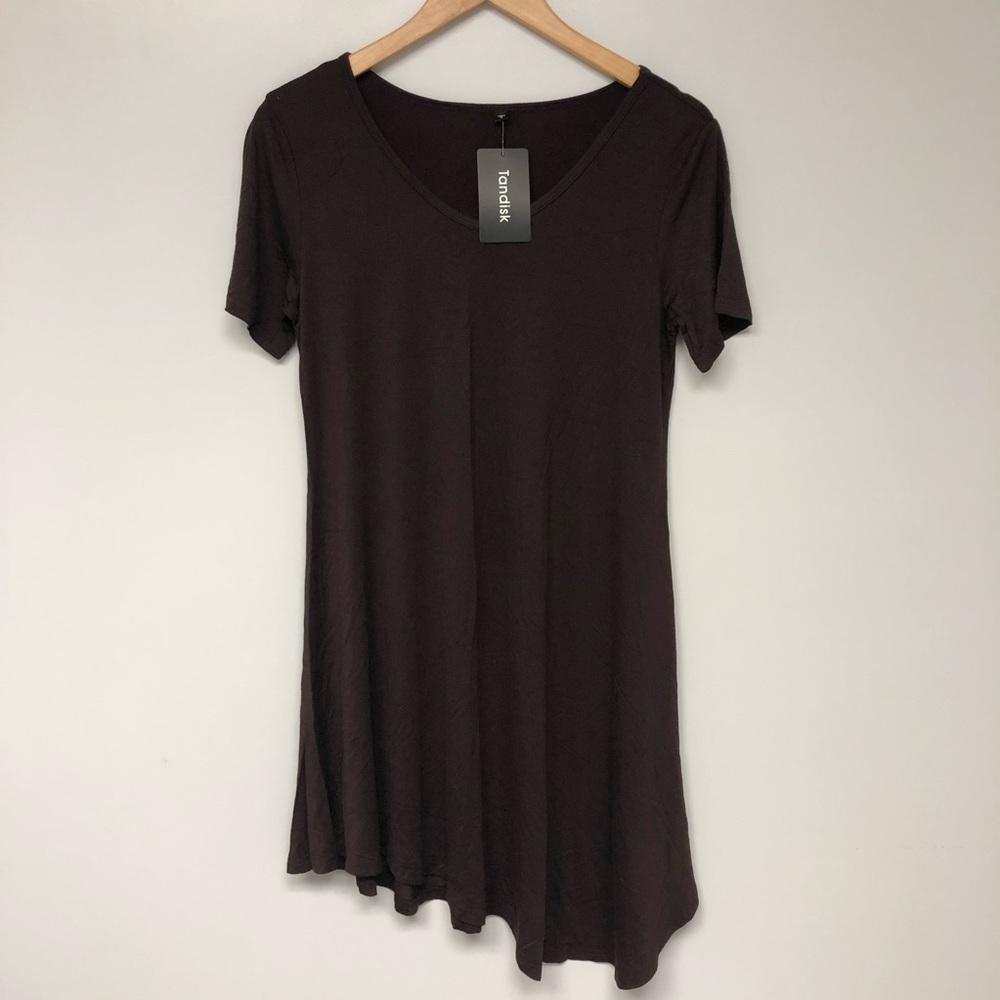 NWT Tandisk Asymmetrical Small Brown Dress